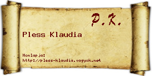 Pless Klaudia névjegykártya